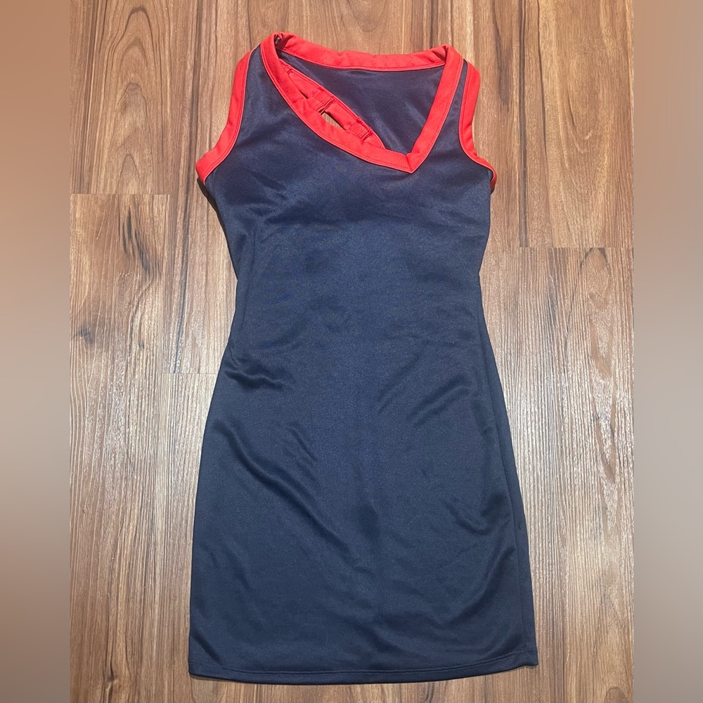 New AM PM by Espiral Dark Blue & Red Bodycon Casual Summer Dress - S